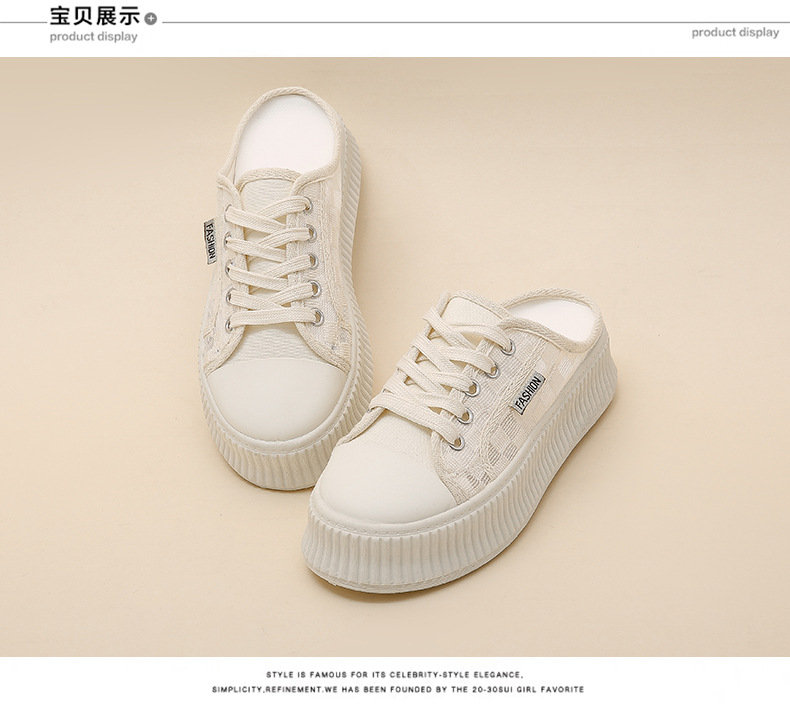 Τα γυναικεία εξωτερικά ενδύματα με διχτυωτές μύτες και μισές παντόφλες είναι μοντέρνα το καλοκαίρι του 2023, νέες χοντρές σόλες, χωρίς τακούνι και λευκά παπούτσια για τεμπέληδες_voghion.com