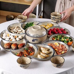 日式陶瓷拼盤餐具組合月亮形團圓盤子聚會分餐盤壽司點心擺盤套裝