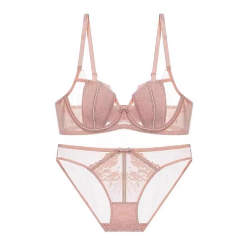 French Sexy Hollow Lace Bra Set Soft Wire Thin Breathable Underwear for Big Breasts and Smaller Women