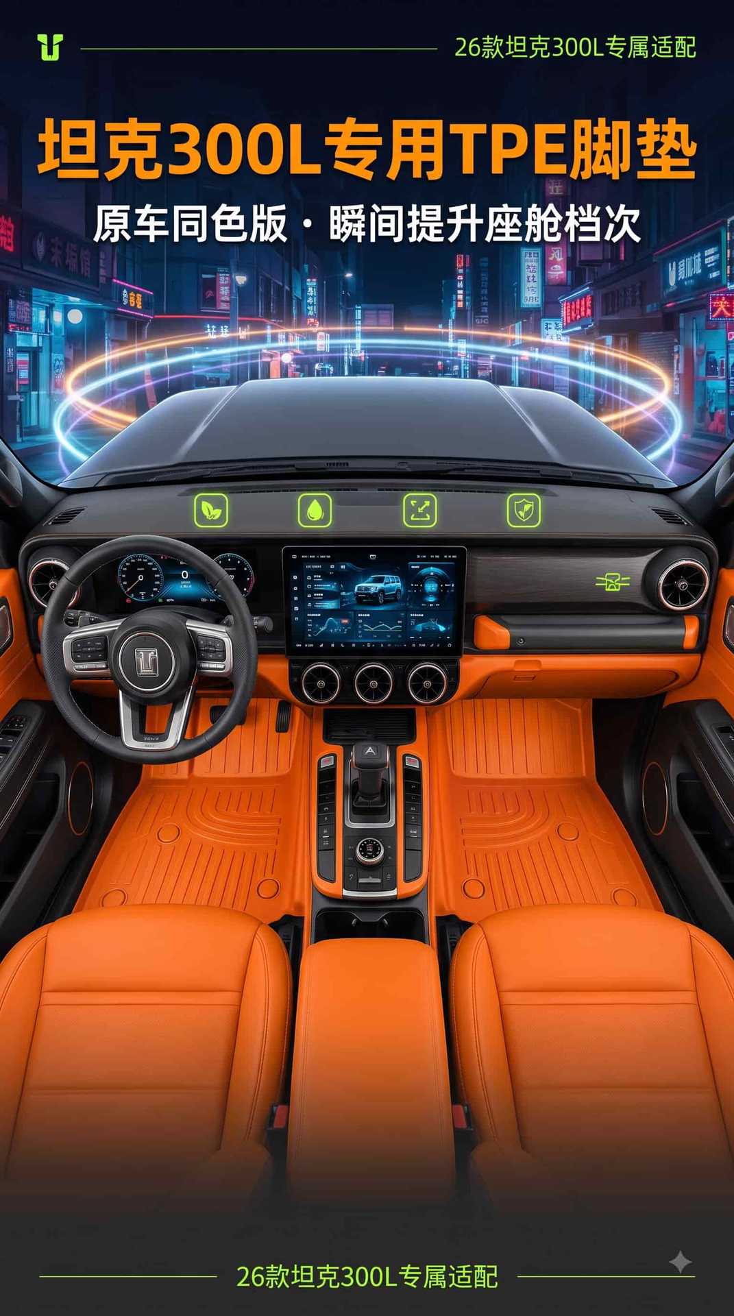 26 types of TPE floor mats for Tank 300L, waterproof, dustproof, eco-friendly material, car interior accessories, TPE floor mats