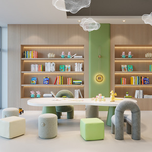 Early Education Center Kidsren's Table Entertainment Asymmetrical Toys Hand-Painted Reading Training Reception Special-Shaped Table and Chair Combination