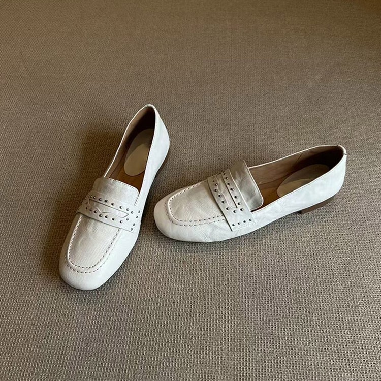 Soft Leather Version~White Loafers for Women, British Style Small Leather Shoes, Slip-On Lazy Shoes, Casual Work Clothing Flat Shoes Soft Leather Version~White Loafers for Women, British Style Small Leather Shoes, Slip-On Lazy Shoes, Casual Work Clothing Flat Shoes