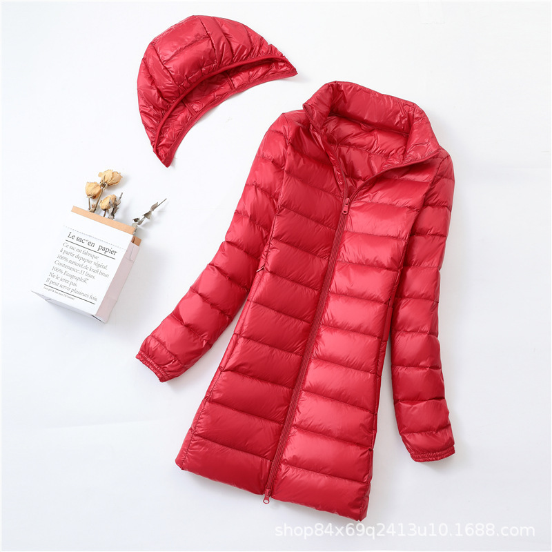 Cross-Border Tiktok Plus-Size down Jacket for Women, Mid-Length, for Plus-Size Women, 100kg Model, Suitable for Middle-Aged and Young Women, Lightweight and Extra-Large