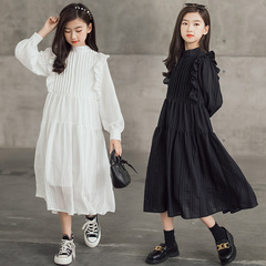 Girls' white dress 2023 spring and summer new style medium and large children's parent-child wear temperament little fairy mid-length cake skirt