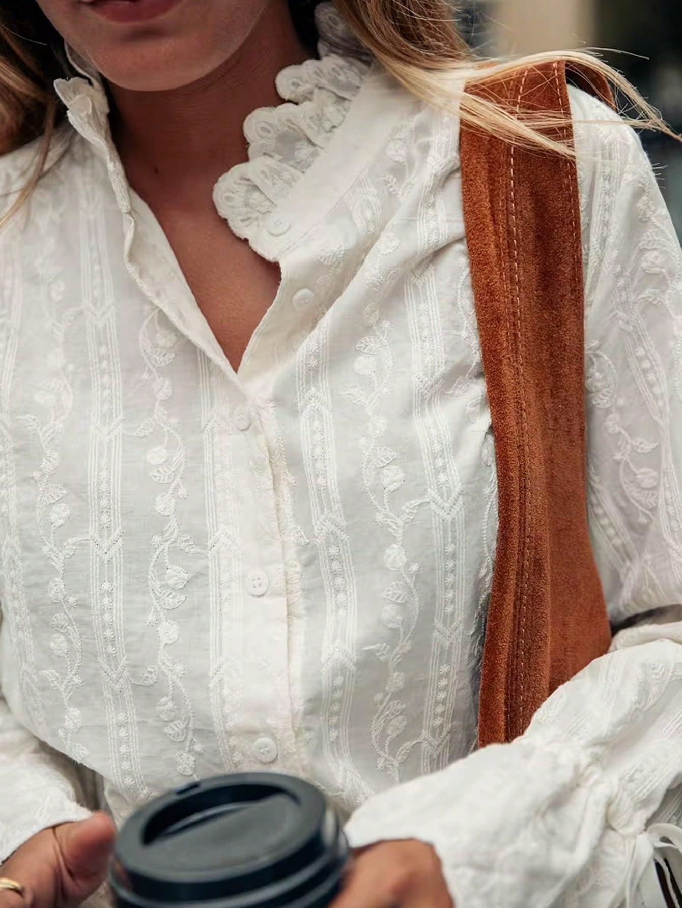 2026 otoño y invierno dulce fresco y suelto de cuello de linterna manga larga camisa bordada camisa de mujer image 4
