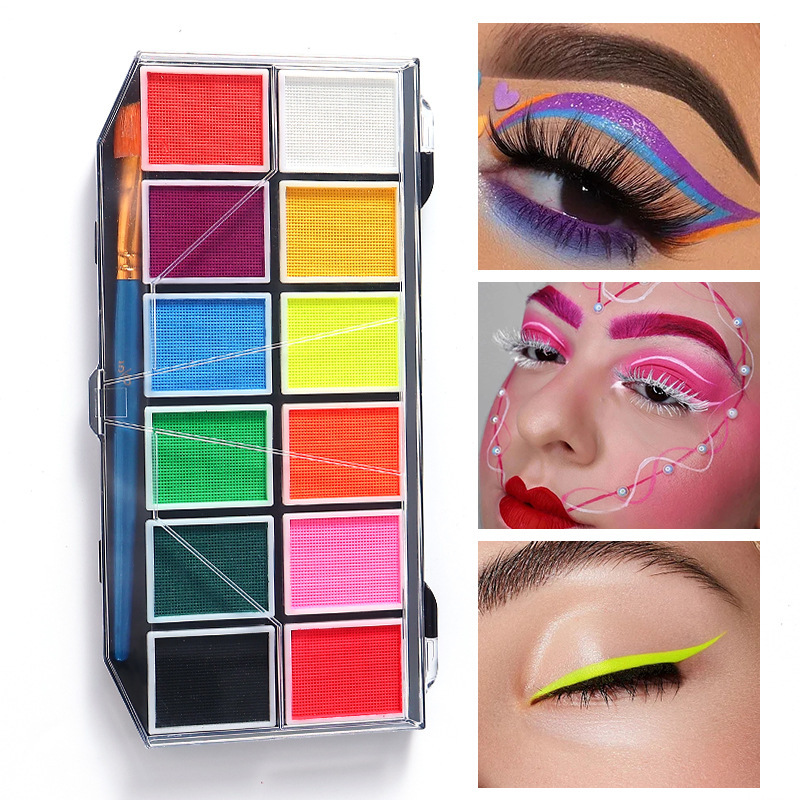 12 Color World Cup Halloween Fluorescent Painted Face Color Christmas Face Color Easy to Clean Water Soluble Pigment