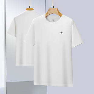 2025 Summer New Men's Cotton Short-sleeved T-shirt Plus Size Casual Round Neck Half-sleeved T-shirt Men's Loose