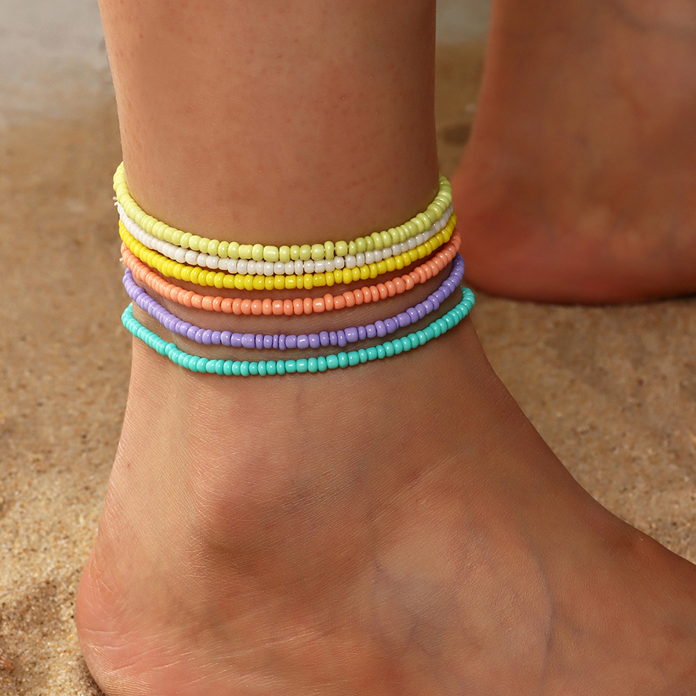 Bohemian Colorful Beads Heart Anklet Set Wholesale display picture 15