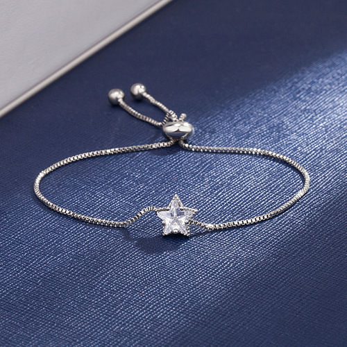 Japanese and Korean style light luxury diamond five-pointed star bracelet women's fashion simple star bracelet cute star diamond jewelry