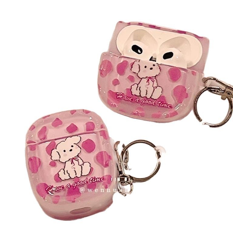 Linda funda con estampado de leopardo rosa, adecuada para auriculares Apple AirPods 4, funda protectora para auriculares Bluetooth Pro3.