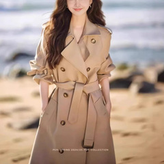 卡其色风衣外套女2025春秋季新款中长款小个子英伦风女生风衣外套
