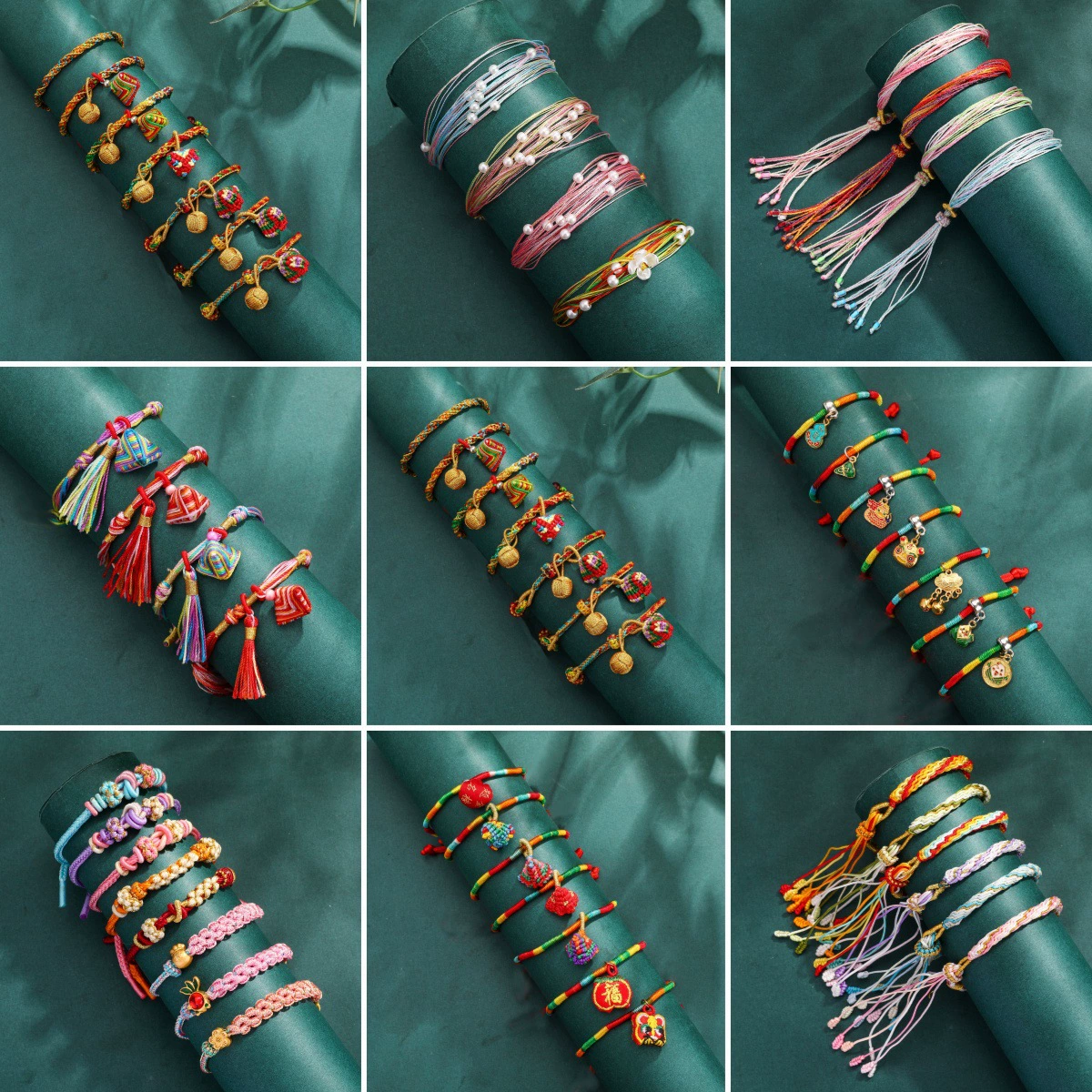 Детский тканый регулируемый красный шнур bracelet handmade