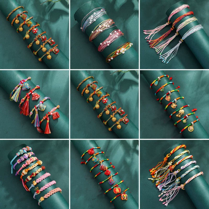 Детский тканый регулируемый красный шнур bracelet handmade