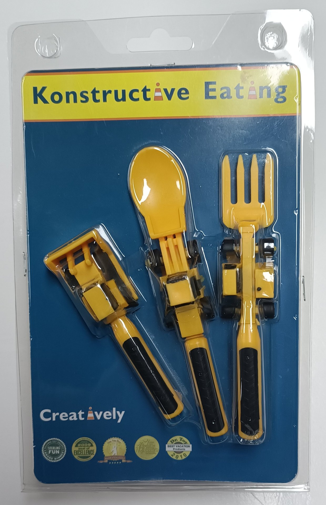 Dinneractive coche excavadora pala tenedor pala plato vajilla para niños tres traje