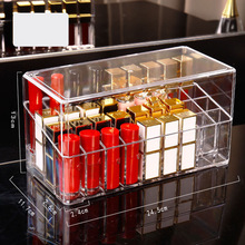桌面带翻盖防尘口红收纳盒透明亚克力唇釉收纳格展示架整理口红盒