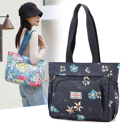 Ladies Casual Single Shoulder Bag Large Capacity Travel Waterproof Lightweight Printed Mother Handbag Tote Women's Bag