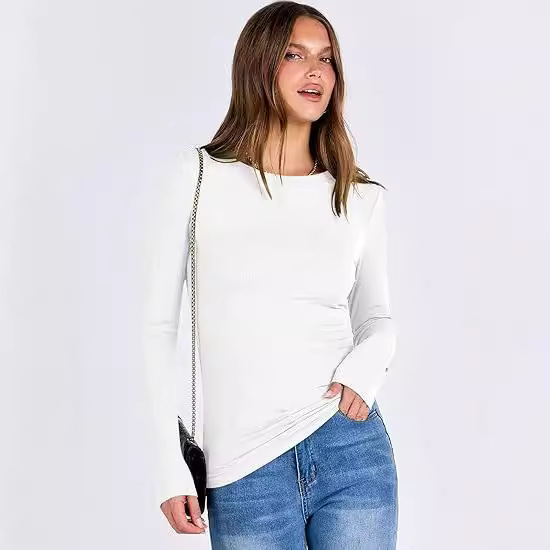 Women's Long Sleeve Top Autumn Winter Outerwear Inner T-Shirt Milk Silk Polyester Base Layer Shirt_ecoleips.com