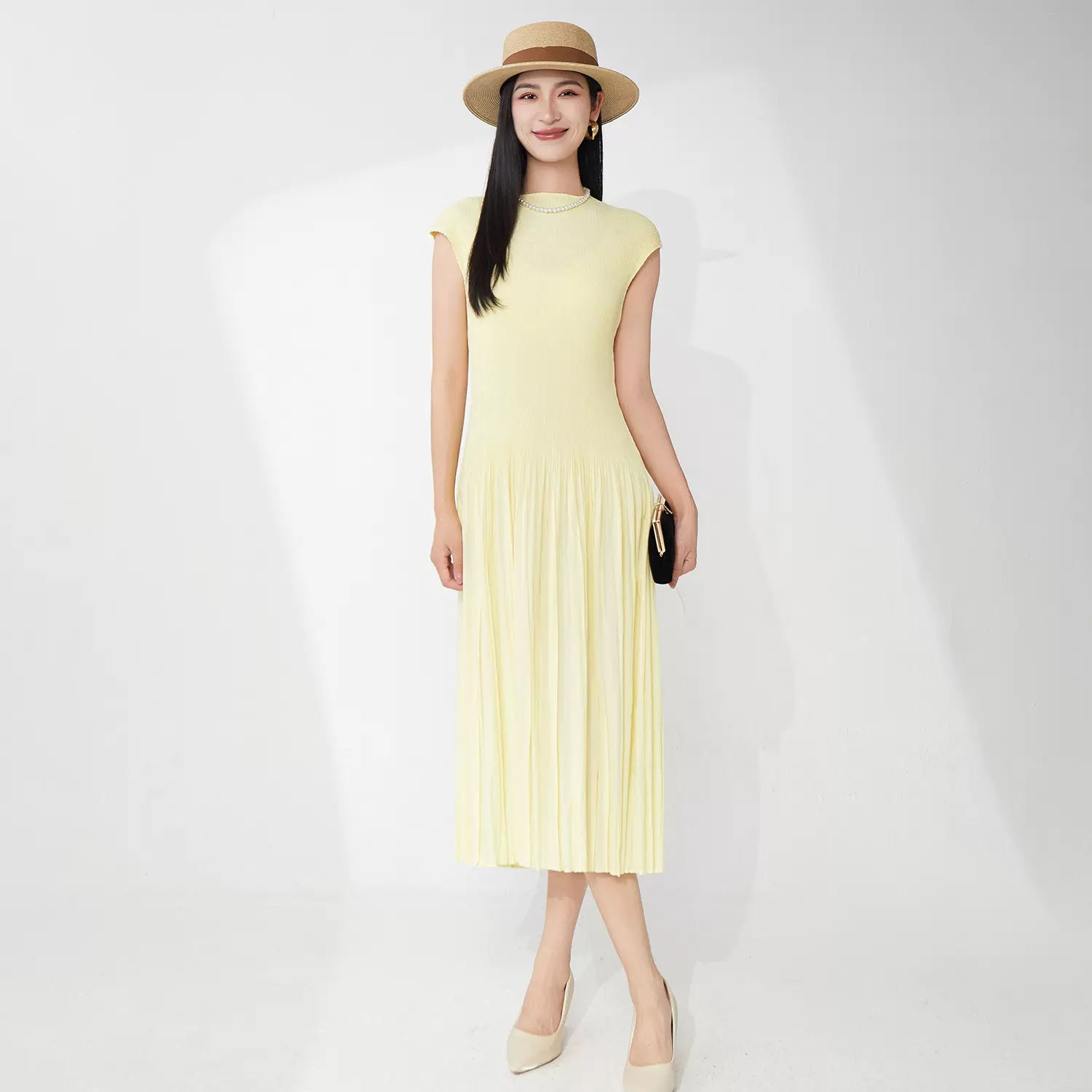 三宅连衣裙女2025新款夏季高级感时尚气质a字裙显瘦度假裙子洋气