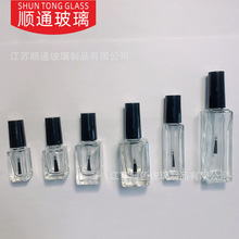 供应5ml10ml15ml方形指甲油瓶透明玻璃分装瓶甲油胶毛刷盖厂家