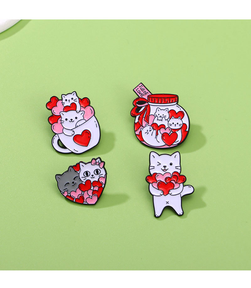 Cute Heart Shape Cat Alloy Enamel Unisex Brooches display picture 3