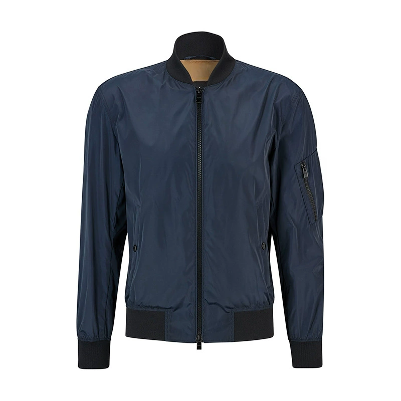 Retro windproof waterproof baseball jacket with zipper for work, trench coat, slim fit