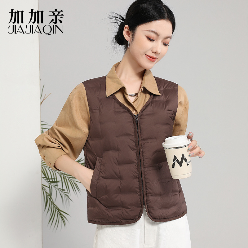 Japanese-Style Slim-Fit V-Neck down Vest for Women, 2026 Autumn Thin White Duck down Zipper Vest, Can Be Worn Inside or Outside 101 Japanese-Style Slim-Fit V-Neck down Vest for Women, 2026 Autumn Thin White Duck down Zipper Vest, Can Be Worn Inside or Outside 101