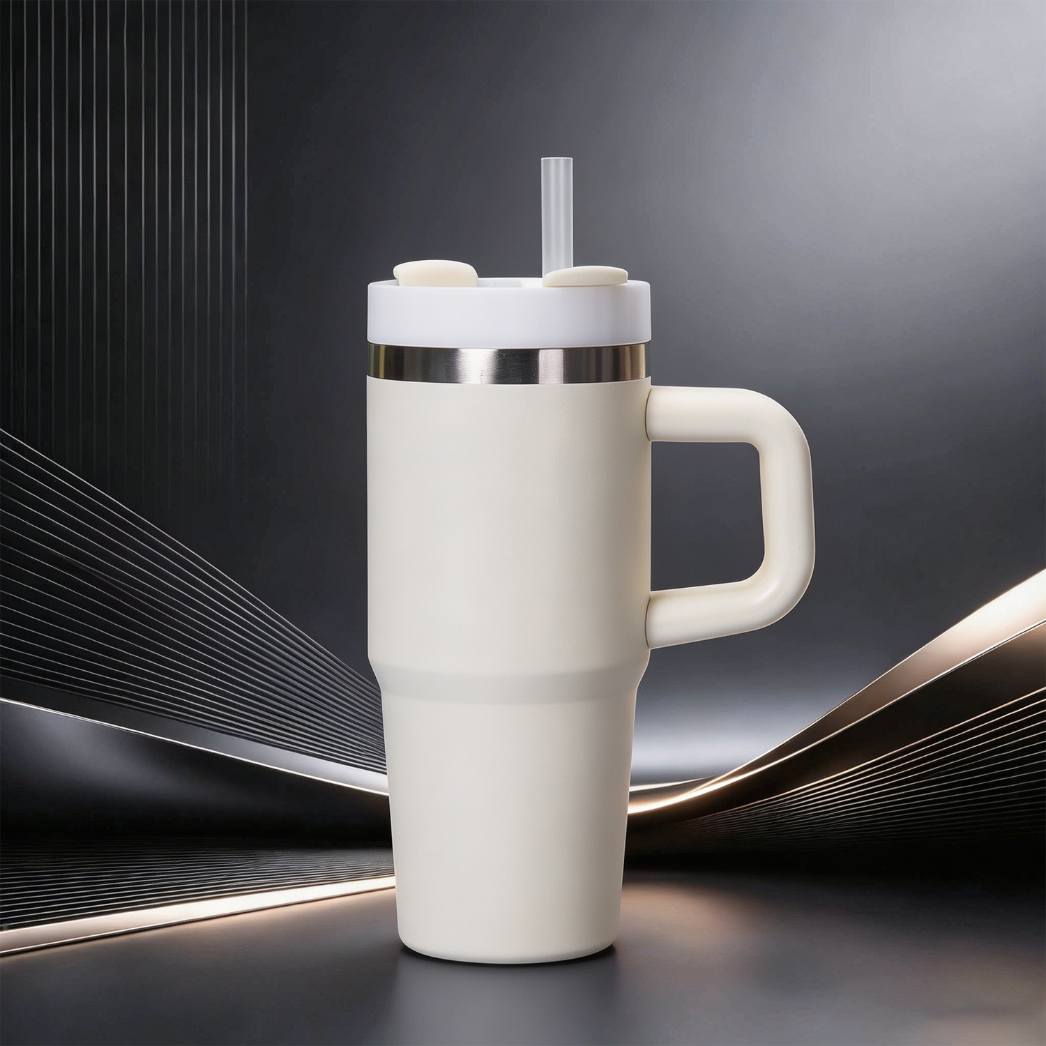 Amazon 14oz304 taza de acero inoxidable taza de aislamiento frío taza de hielo de oficina portable taza de paja
