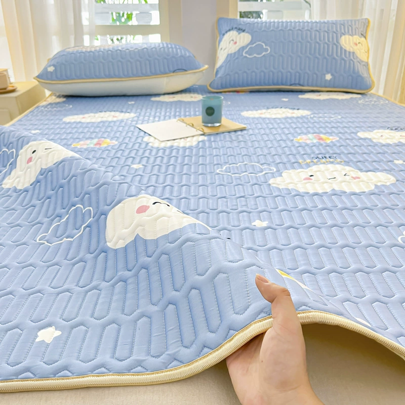 Латексный коврик, набор из трех предметов, мягкий коврик с кондиционером, который можно стирать в машине, коврик из ледяного шелка, летний прохладный дышащий коврик, летний ледяной коврик