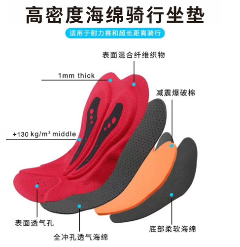 RD mountain bike cycling jersey pant pads cycling jersey silicone pads butt pads shock-absorbing breathable sweat-absorbing butt pads