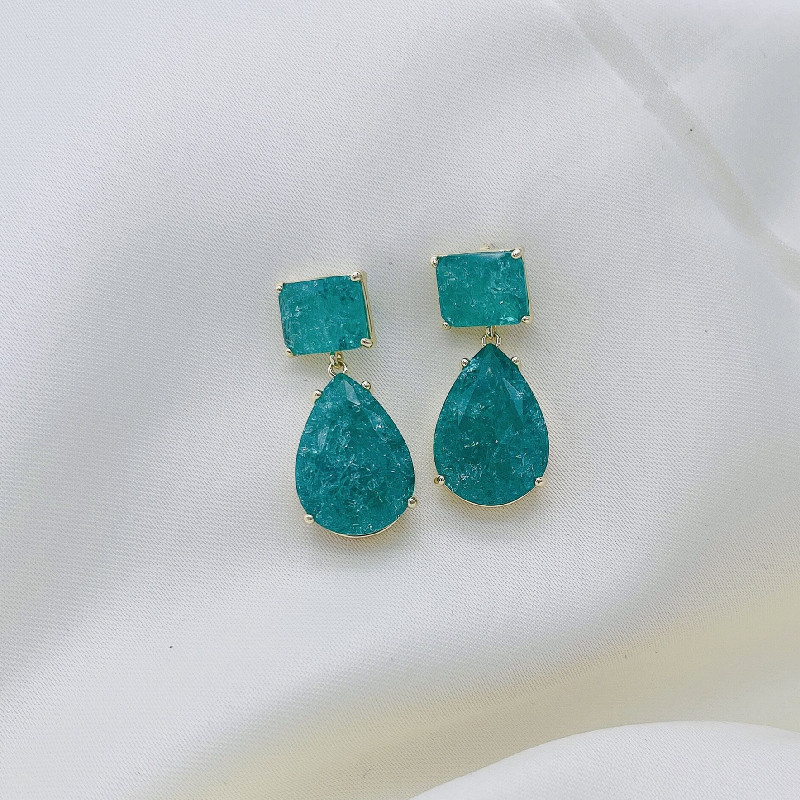 Water Droplets, Rectangle Pattern Women'S Gender 1 Pair IG Style Simple Style Water Droplets Rectangle Plating Inlay Copper Crystal 18K Gold Plated Drop Earrings
