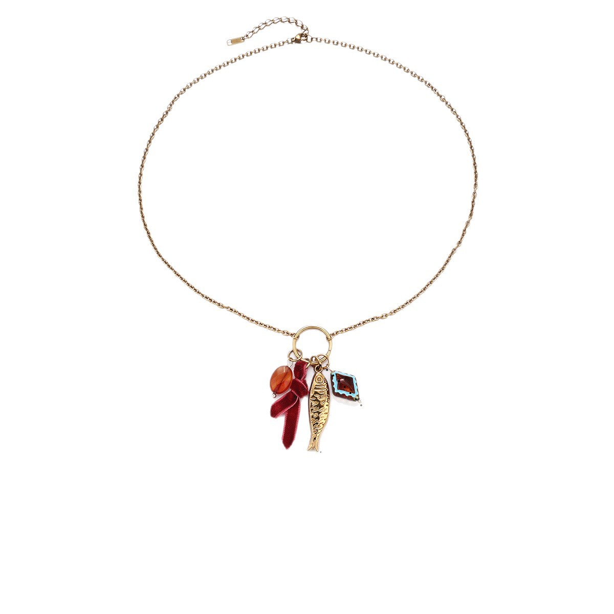 Collar de acero inoxidable de lujo ligero y nicho de peces de moda de peces de mar profundo colgante de clavícula joyería de venta caliente transfronteriza