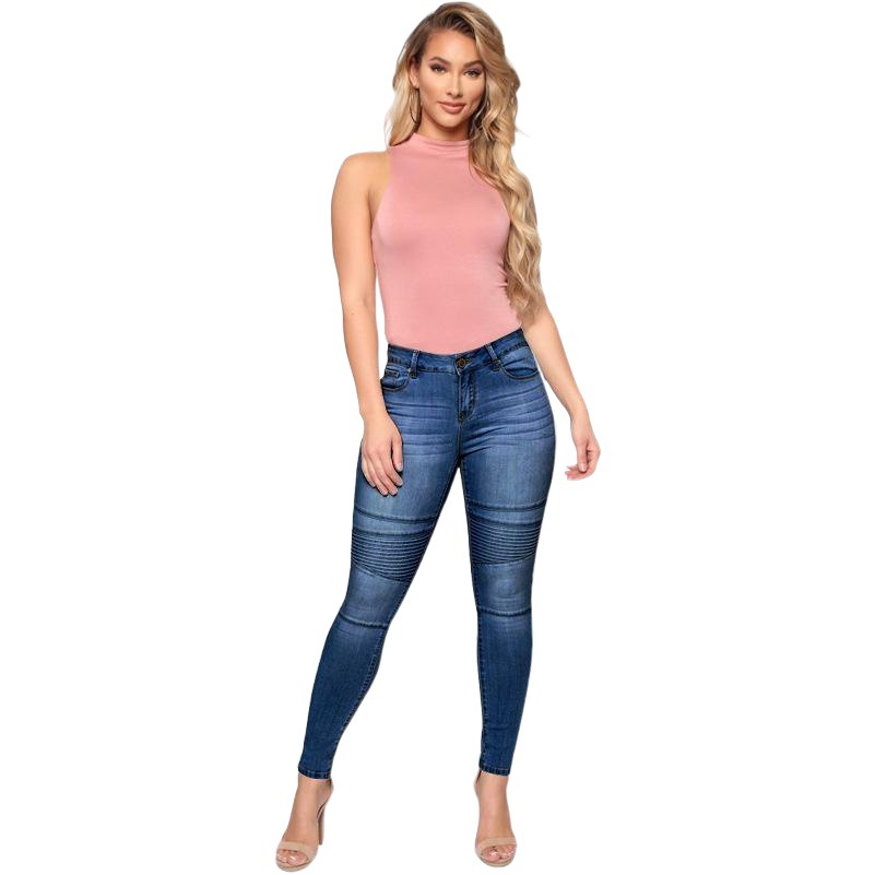 2023 Otoño e Invierno americano Amazon en stock europeo y americano Comercio exterior Pantalones de mezclilla elásticos de mujer
