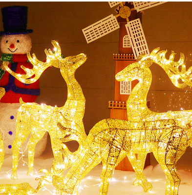 铁艺鹿圣诞节场景布置装饰品圣诞麋鹿铁艺发光鹿子圣诞树摆件|ru