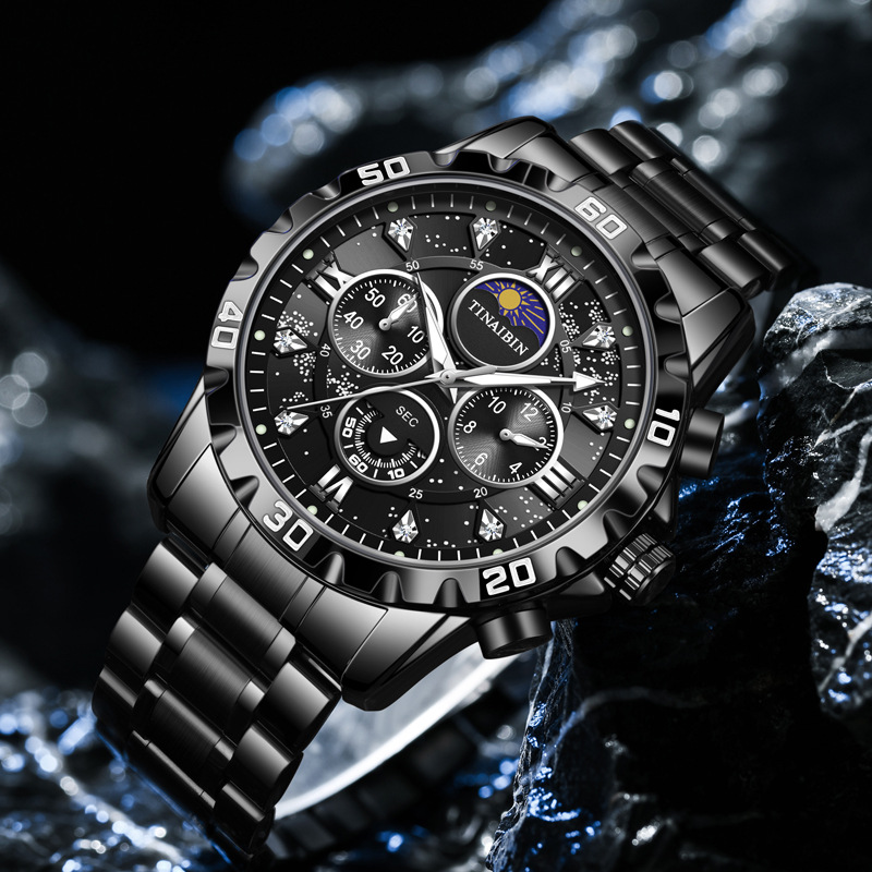 New Hot Selling Watch Men's Watch Trendy High End Quartz Watch Steel Band Multi Functional Night Glow Waterproof Fashion_voghion.com
