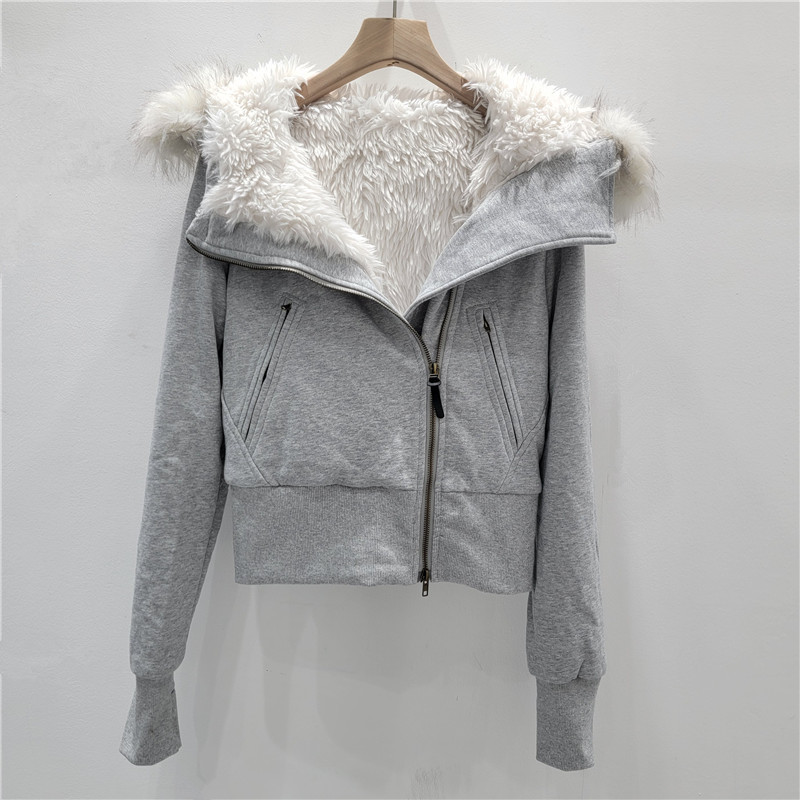 Estilo europeo y americano delgado cuello de lana con capuchón corto de algodón de invierno de mujer chaqueta de algodón caliente nueva chaqueta de algodón image 1