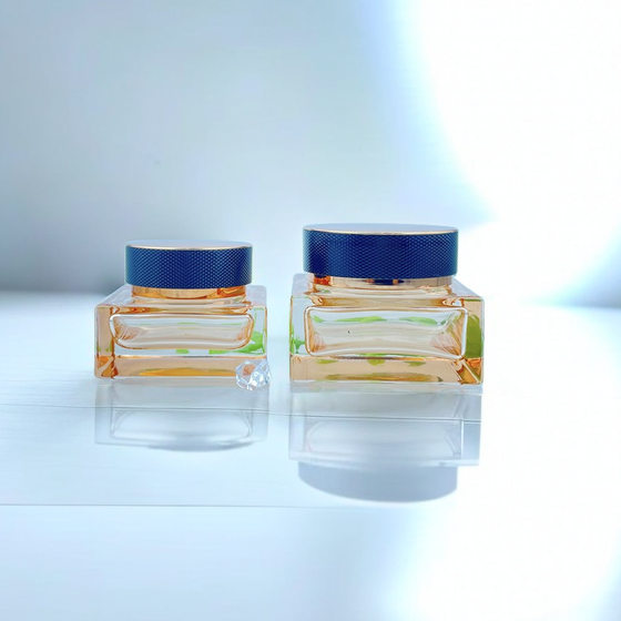 In stock wholesale cosmetic bottle square empty bottle glass skin care lotion bottle facial cream bottle isolation cream sub-bottle
