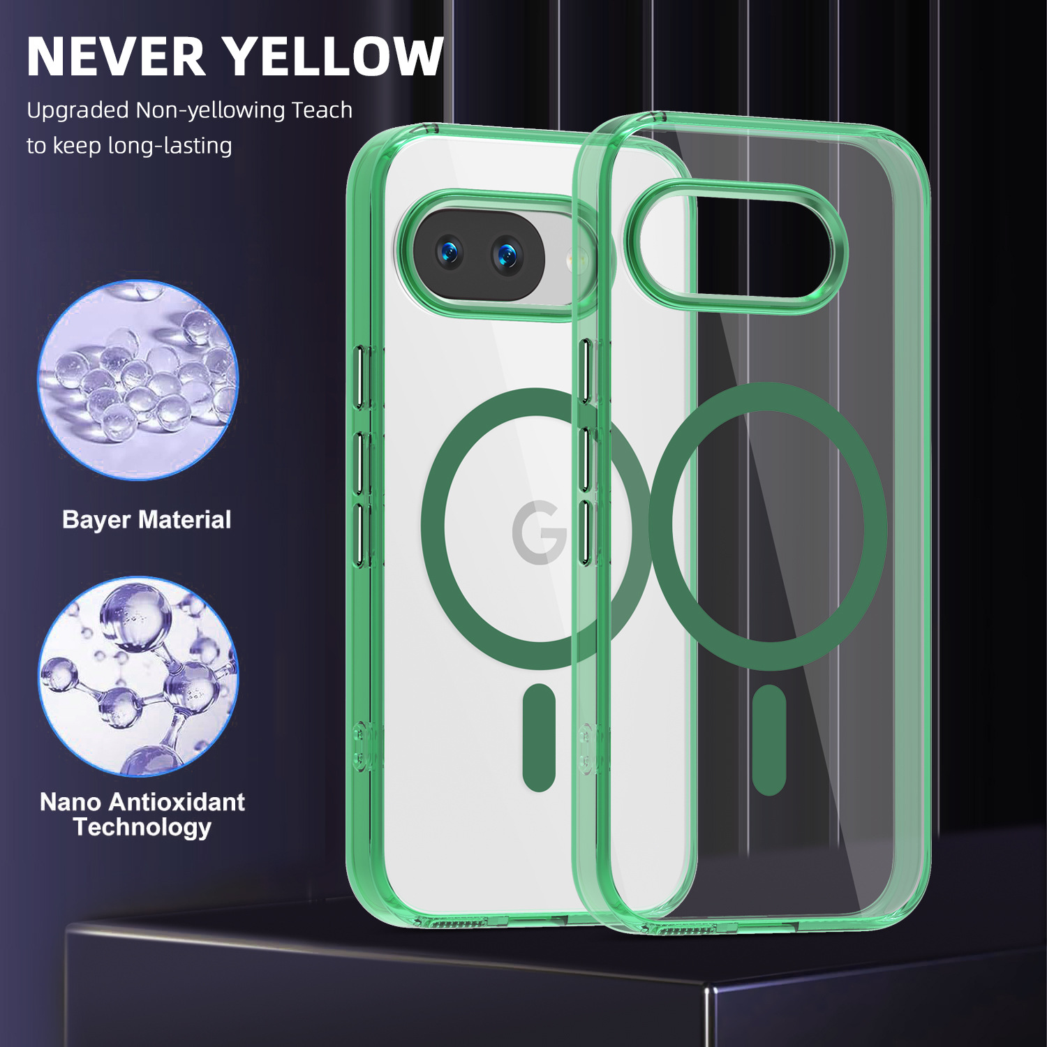 Funda magnética de color hielo para Google Pixel 9A, compatible con carga, semitransparente, anticaída, para comercio exterior
