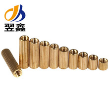 现货直供M2铜柱圆形双通滚花铜柱滚花隔离柱圆形直通柱圆螺母支撑