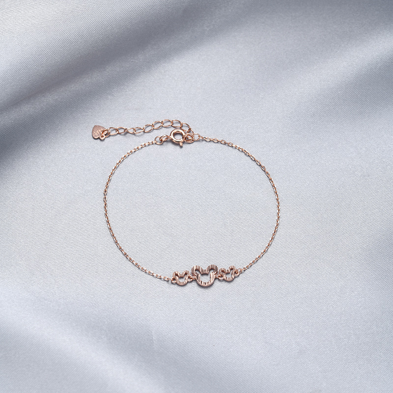 Creativo lindo Nueva joyería estilo japonés y coreano s925 plata animal ratón cabeza pulsera de las mujeres accesorios elegantes al por mayor