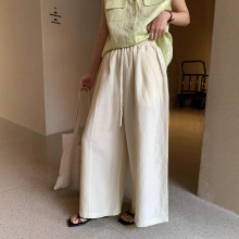 清仓不退换 松弛气球裤韩系休闲风廓形麻棉混纺抽绳休闲裤女R9231