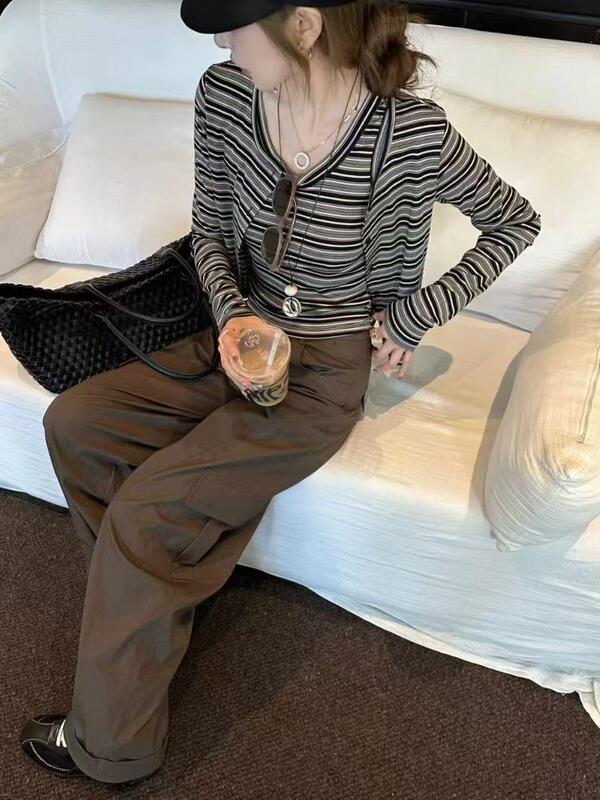 秋季新款温柔风条纹背心披肩高级感巨好看的两件套装2025超火穿搭|undefined