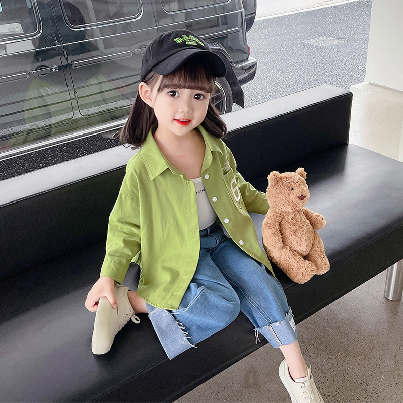 Camisas de niñas abrigas de otoño nuevos niños camisas casuales de manga larga niños cardigans ropa de bebé de moda