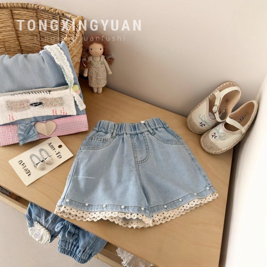Children's Star Round Girls Pantalones cortos de mezclilla Nuevo estilo estilo estilo occidental, niños pequeños y medianos, pantalones de amor para bebés, pantalones calientes de todo fósforo de verano image 7