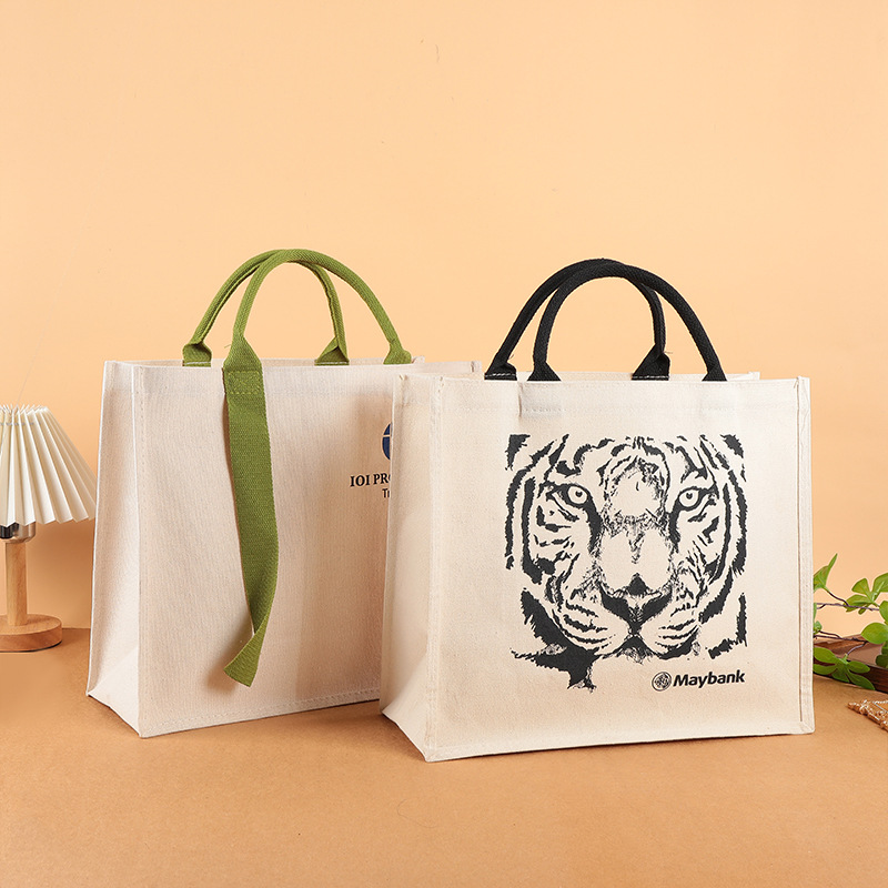 Bolsas de lino personalizadas publicidad de estudiantes bolsas de compras bolsas de lona cubiertas tridimensionales bolsas de lona al por mayor