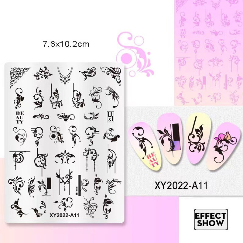 Placa de transferencia de acero inoxidable especial para arte de uñas transfronterizo, placa de impresión con película azul, placa de acero, serie de impresión de silicona