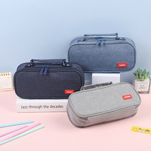 跨境大容量學生筆袋文具盒高顏值簡約文具袋新款帆布筆盒網紅爆款