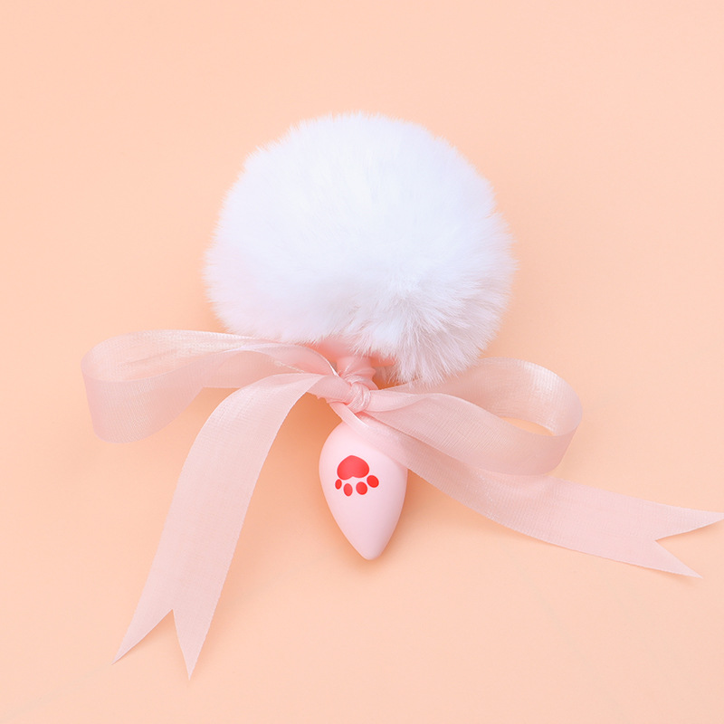 Cat Paw Anal Plug with Fluffy Fox Tail, Silicone Anal Beads Training Toy — detail image 10