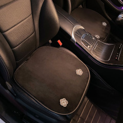 汽車坐墊冬季毛絨四季通用單片精緻山茶花冬款加絨加熱車載座椅墊