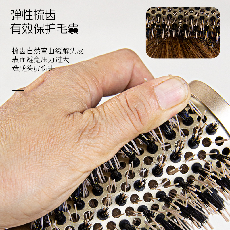 Suministro directo de fábrica forma de salón de pelo rizado rodillo peine tubo de aluminio conductivo térmico peine de cerámica peine del pelo peine de nylon de oro tubo de aluminio