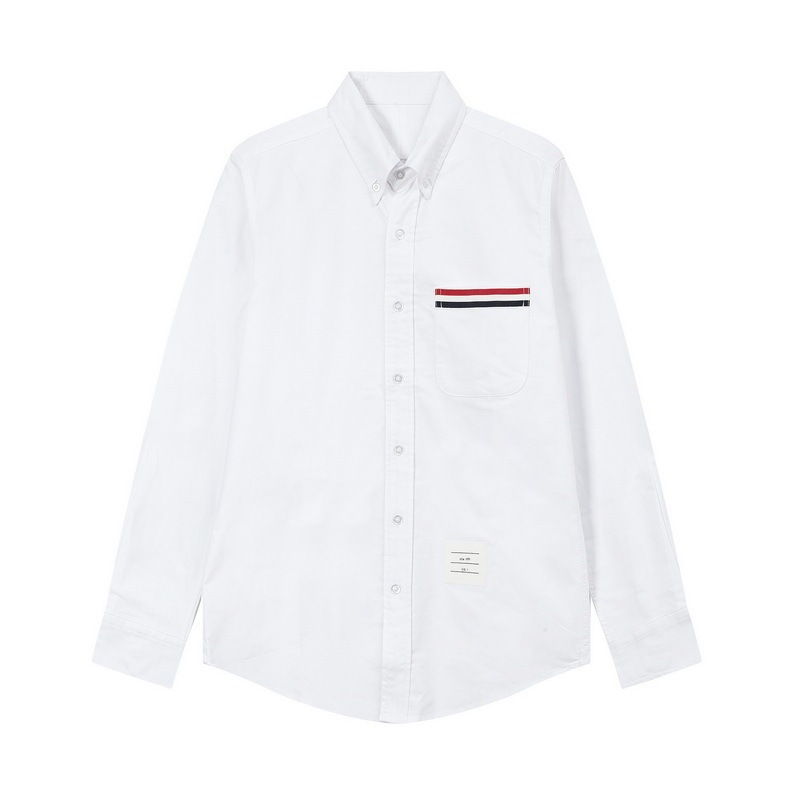 TB JL Shirt Fashion Brand Oxford Spinning White Shirt Business Casual New Pocket Ribbon Men's and Women's White Shirt